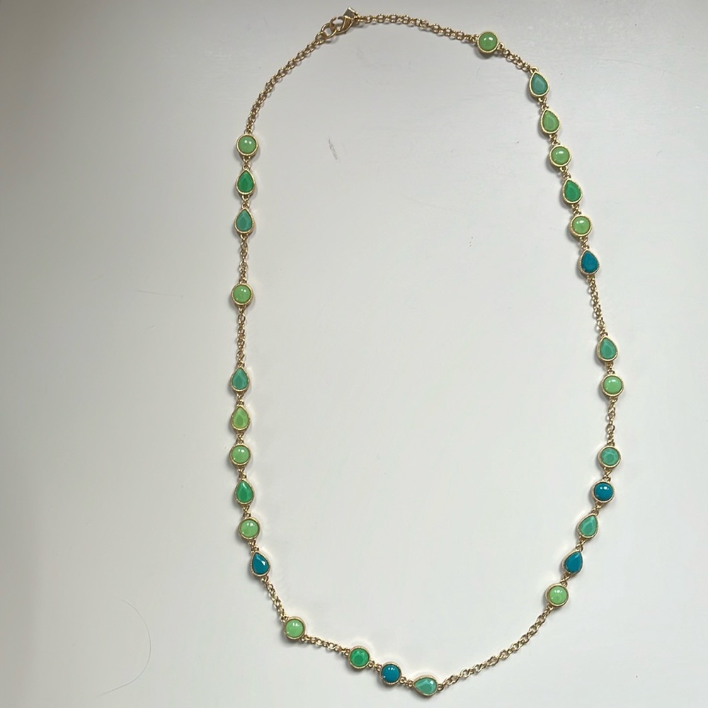 Banana Republic - Long turquoise and gold toned necklace